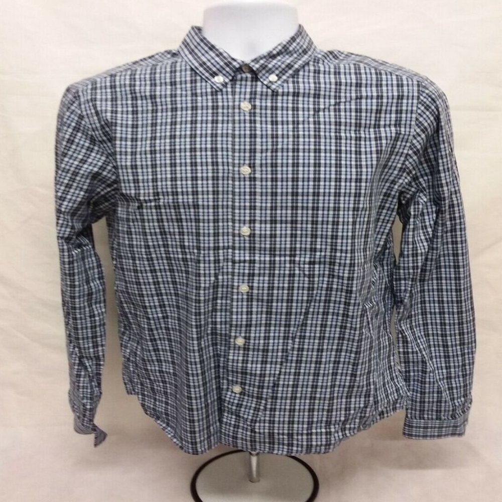 Men's Medium H&M Long Sleeve Blue Plaid Casual Button Down Shirt - 100% Cotton
